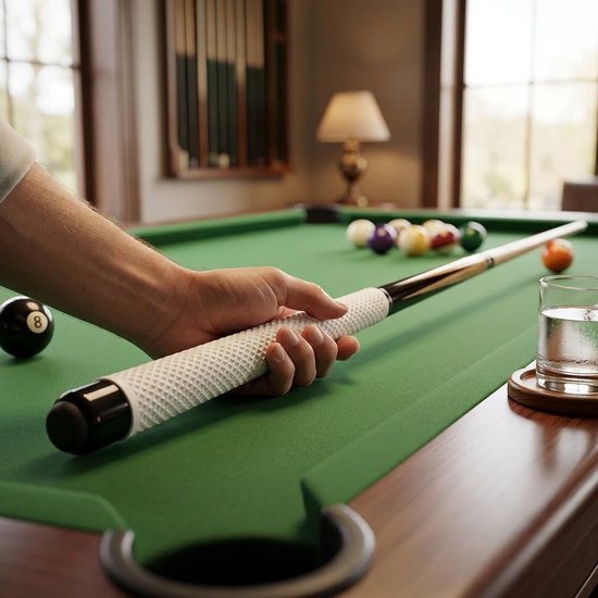 Witte keugrip voor biljart – antislip grip hoes voor poolkeu en snookerkeu – geribbelde biljart keu grip met structuur – 1 stuk keu accessoire voor pool en snooker — afbeelding 5