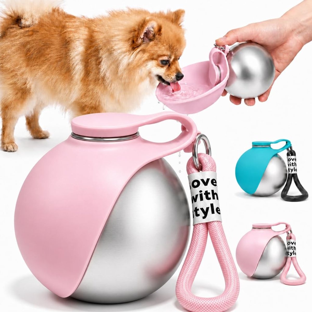 Elzusha - Draagbare 2-in-1 Drinkfles voor Honden met Opvouwbare Bak