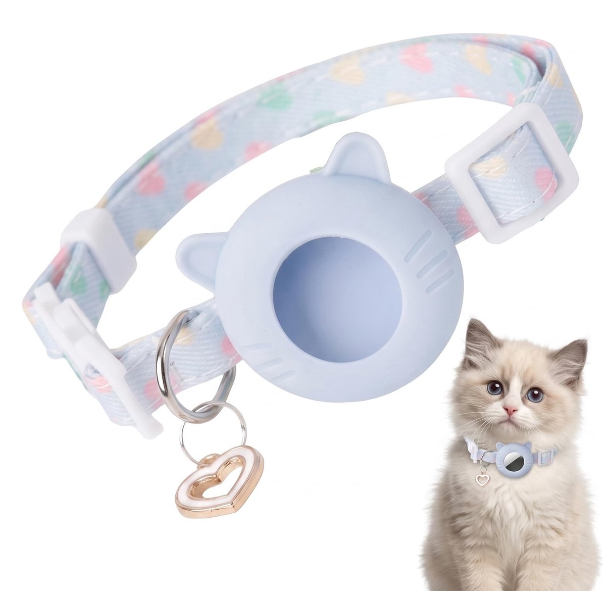 Elzusha - Kattenhalsband met Airtag - Waterdicht en kleurrijk - Maat 22-35 cm