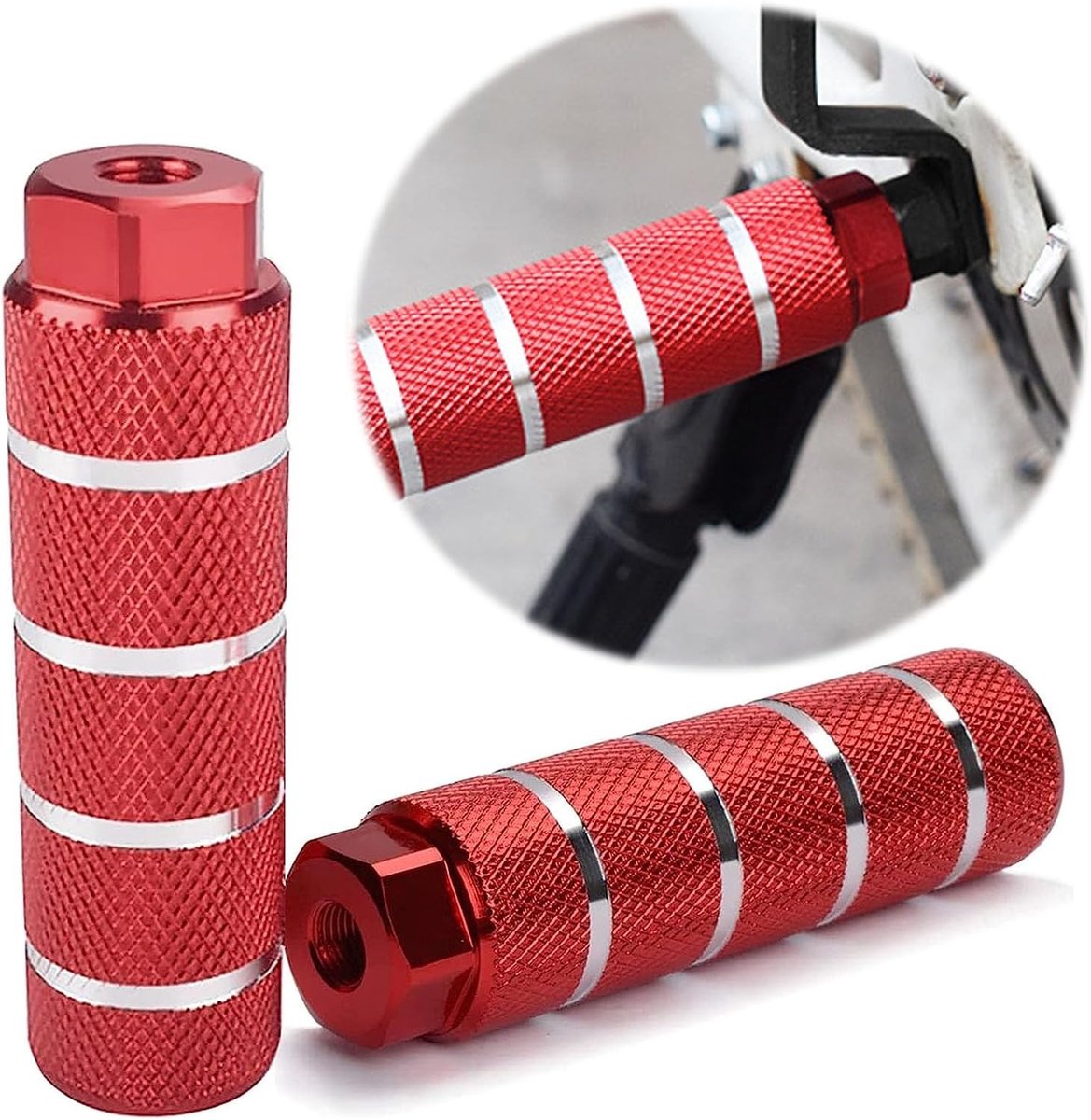 Fietspedaalsteunen - Rood - 100 x 28 mm - Aluminium Voetsteunen voor Fiets - Voor Kinderen en Volwassenen