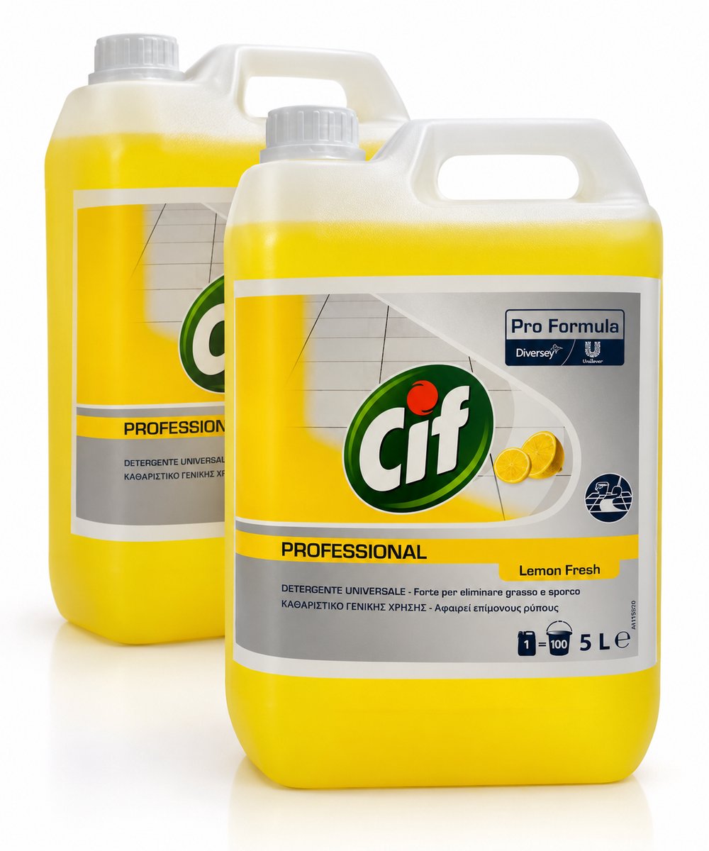 Cif Professional Lemon Fresh Allesreiniger – Universele Reiniger voor Vloeren & Oppervlakken – 2 x 5 L