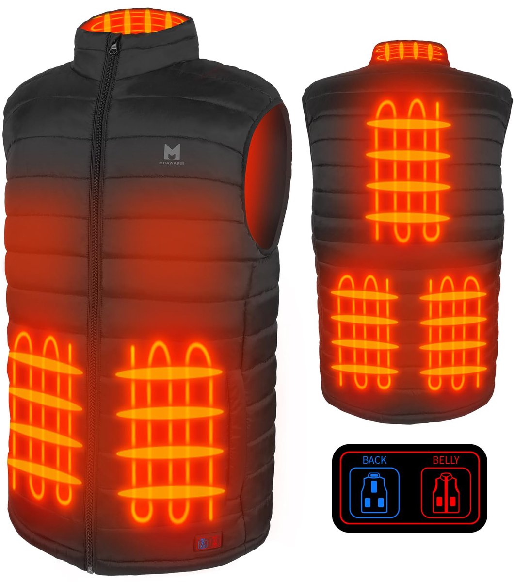 Verwarmd Vest – 6 Verwarmingszones – 3 Temperatuurstanden – Lichtgewicht – 5V – Zwart