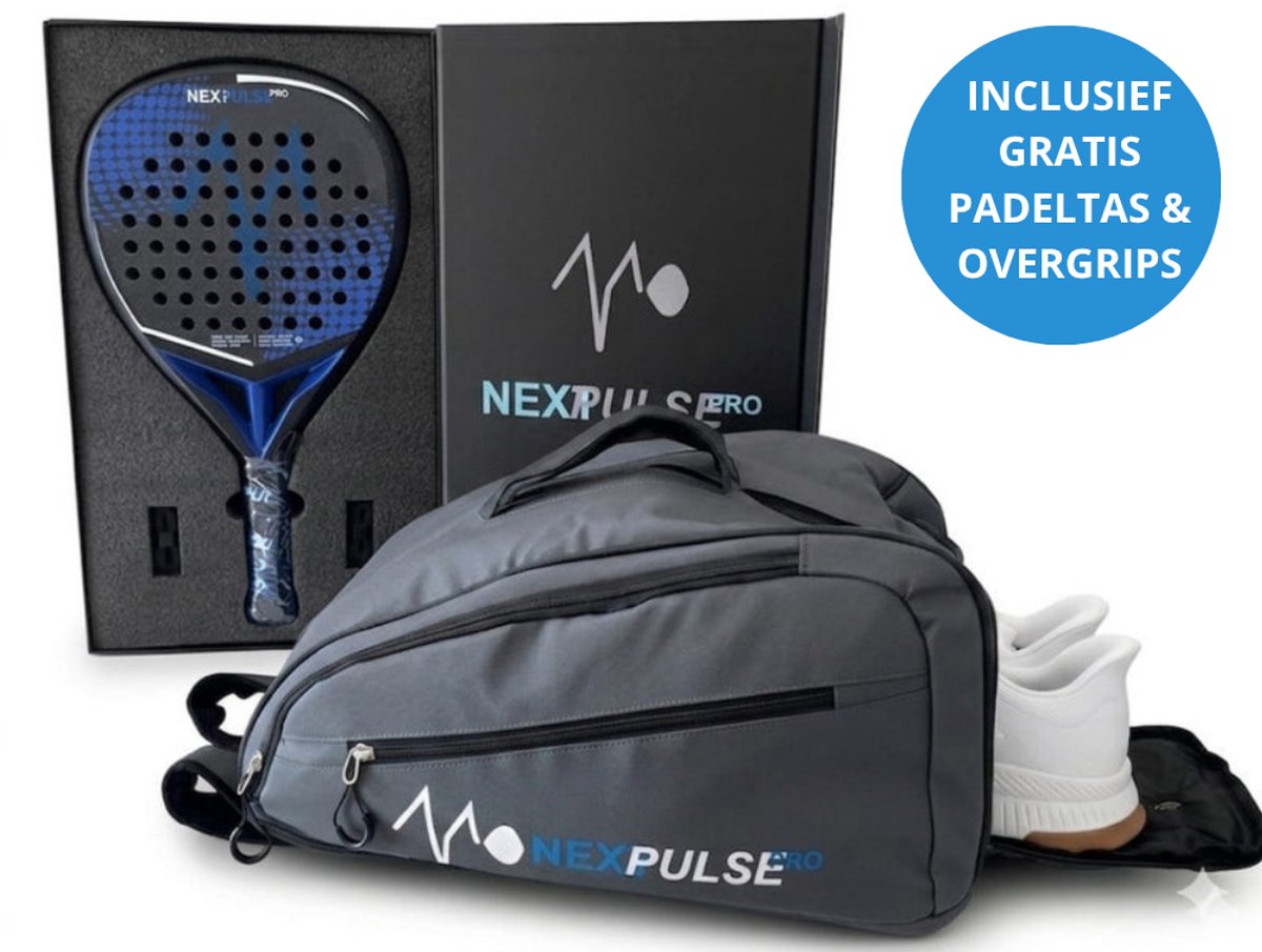 NextPulse Pro Nexus Diamond - 24K Carbon - Padel Racket Pro Power (Diamond) - Set met Luxe Thermische Padeltas, Luxe Verpakking & 2 Overgrips - 365g