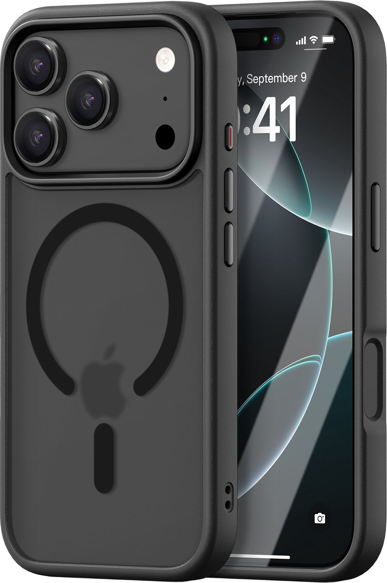 iDenn hoesje voor iPhone 18 Pro Mat Transparant Zwart geschikt voor MagSafe