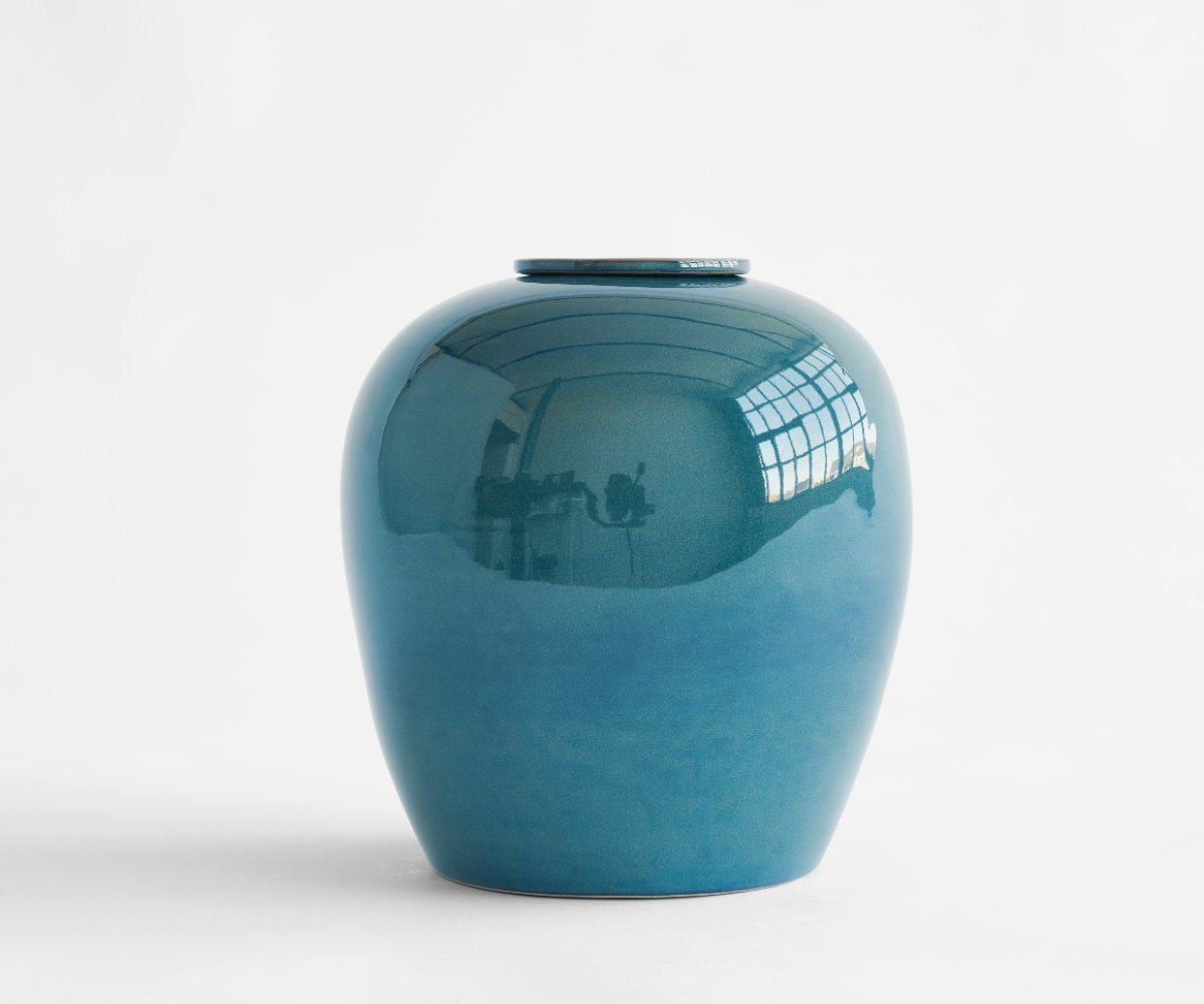 VERNO Urn - Handgemaakte Keramische Urn - Blauw/Groen - 3.5 liter - Inclusief Aszak