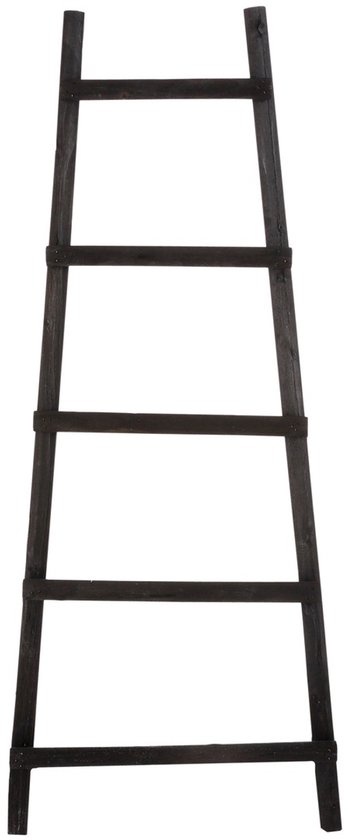 Decoratieve ladder van donker hout, 119cm hoog, met 5 sporten.