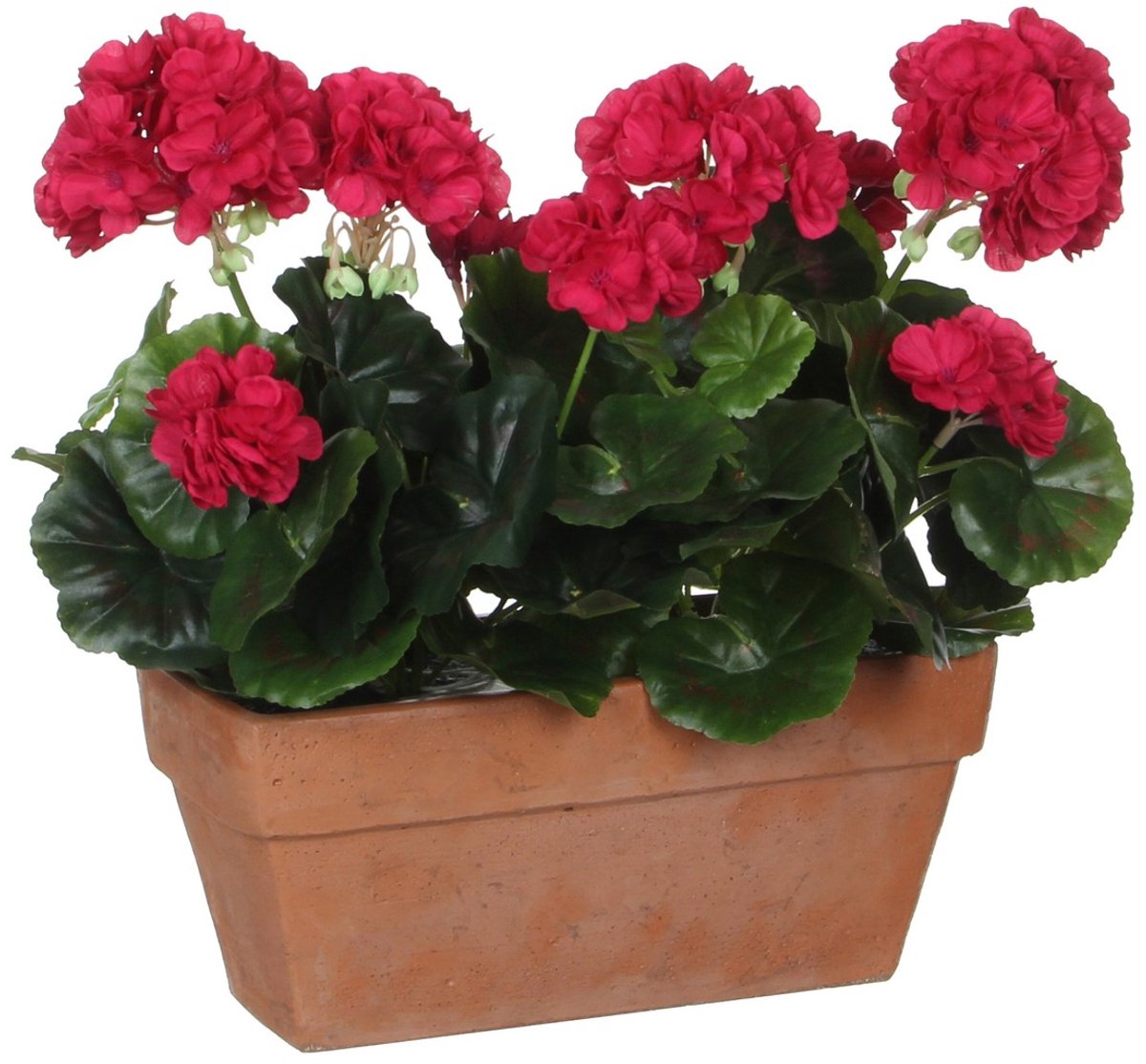 Mica Decorations Geranium Kunstplant in Balkonbak - L29 x B13 x H40 cm - Donkerroze