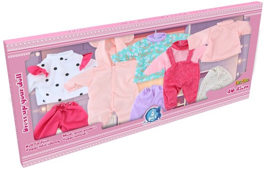 Eddy Toys Poppenkleding - 8 Stuks - Baby Pop - 40-45 CM - Multikleur — afbeelding 5