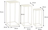 Mica Decorations Quinty Bijzettafel - Set van 3 - L30 x B30 x H70 cm - Metaal - Off-white
