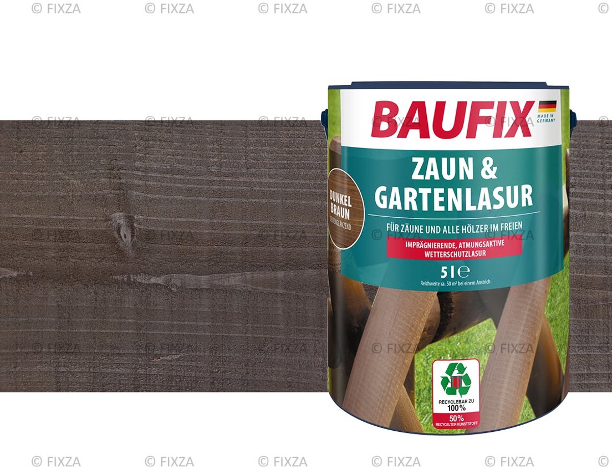 BAUFIX Schutting & Tuin Houtbeits – Donkerbruin – Zijdeglans – 5 Liter – Voor Schutting, Tuinhuis & Blokhut – UV- & Weerbestendig