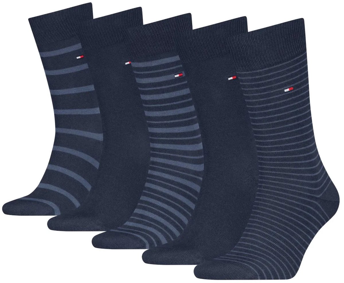 Tommy Hilfiger Sokken Heren - Giftbox Stripe Navy - 5 paar hoge sokken - Maat 43/46