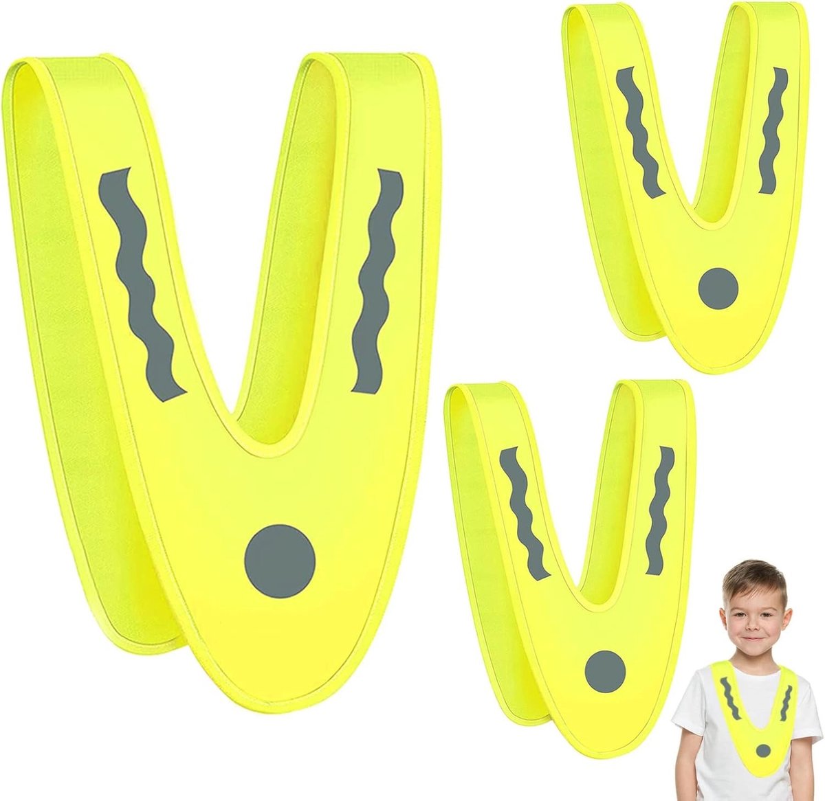 Veiligheidsvest voor Kinderen - 3 Stuks - Reflecterend, Ademend en Comfortabel voor Buitenactiviteiten