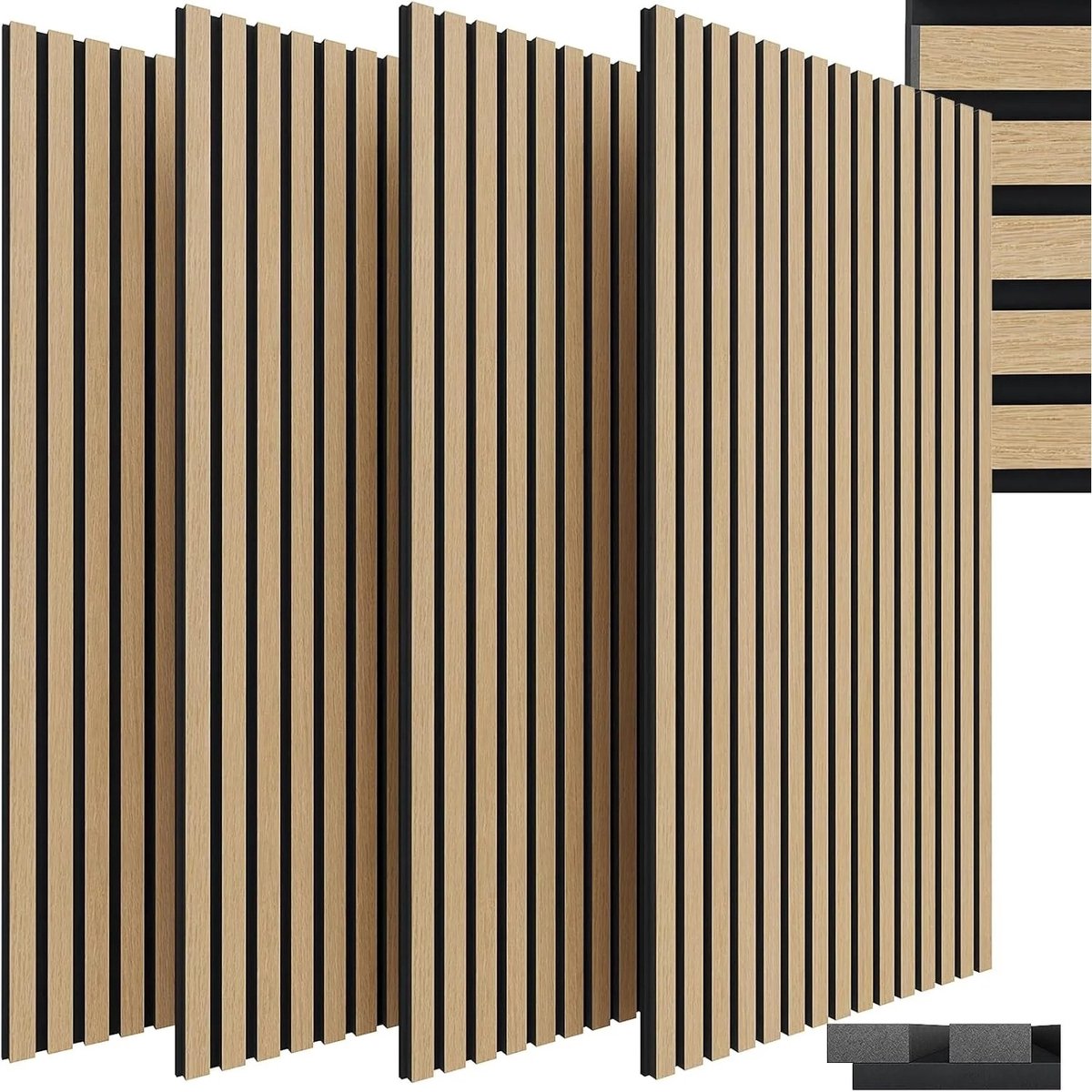 Novari - Wandpanelen - Panelen - Lattenwand - Akoestische wandpanelen - Modern 3D-effect - 4 stuks - Classic Oak - 120×60×2,1cm