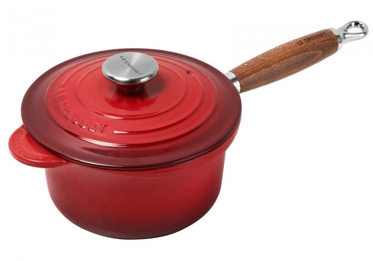 Solidchoice - Professionele Pot met Houten Handvat - 18 cm Kersenrood