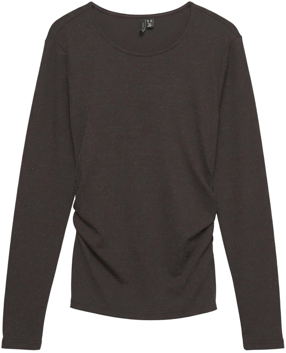 Vero Moda T-shirt Vmkanva Ls O-neck Top Lx Jrs 10352202 Chocolate Torte/w.bronze Dames Maat - M
