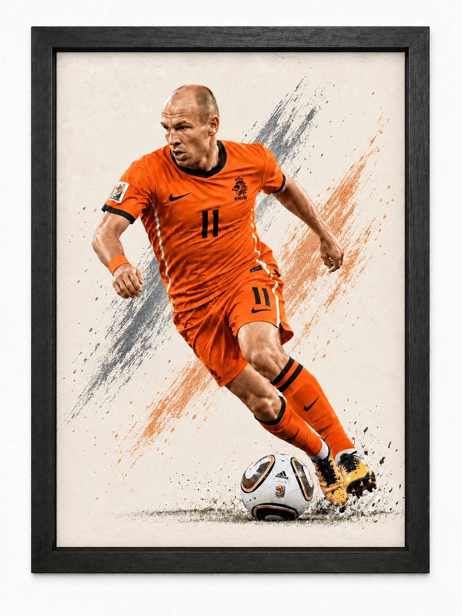 Arjen Robben Poster | Nederlands Elftal Nummer 11 | Inclusief Zwarte A3 Lijst