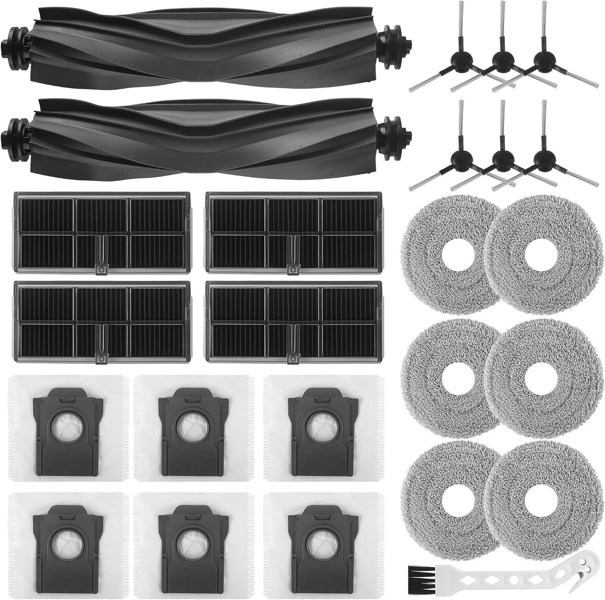 Accessoire set van 25 stuks voor stofzuigers met rollerborstels, HEPA-filters en zijborstels voor optimale reiniging