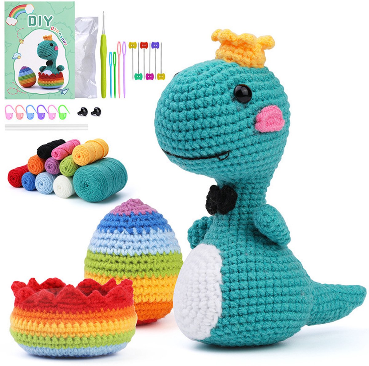 DIY haakpakket / haakpakket voor beginners / haakpakket voor pop - Paasei Dinosaurus