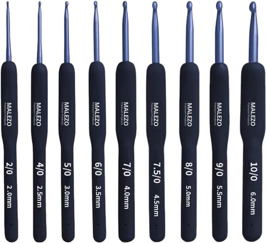 MALEZO Professionele Haaknaaldenset - Ergonomisch - Haakset met softgrip - 9 stuks