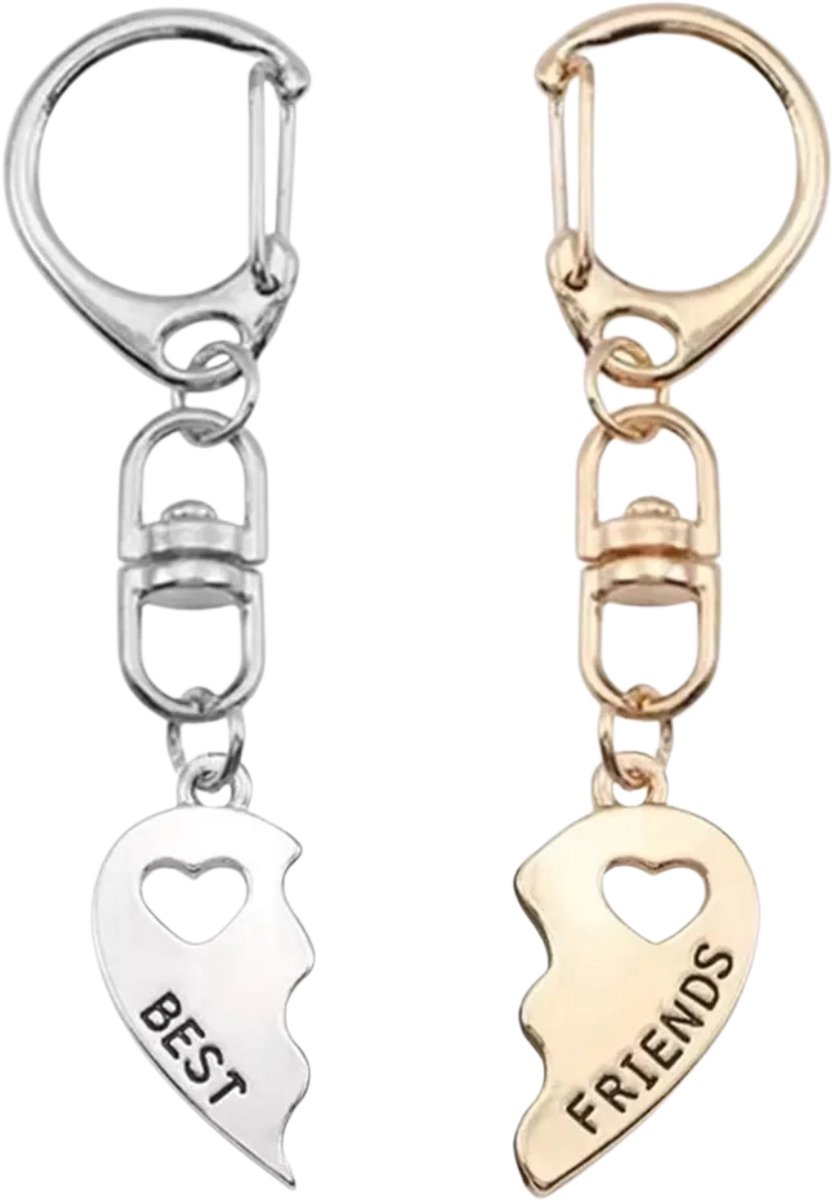 Set van 2 BFF-vriendschapshangers – Best Friends Forever, opengewerkt hartdesign, stijlvolle hangers voor beste vrienden, koppels en geliefden, romantisch cadeau voor verjaardagen en Valentijnsdag – Sleutelhanger