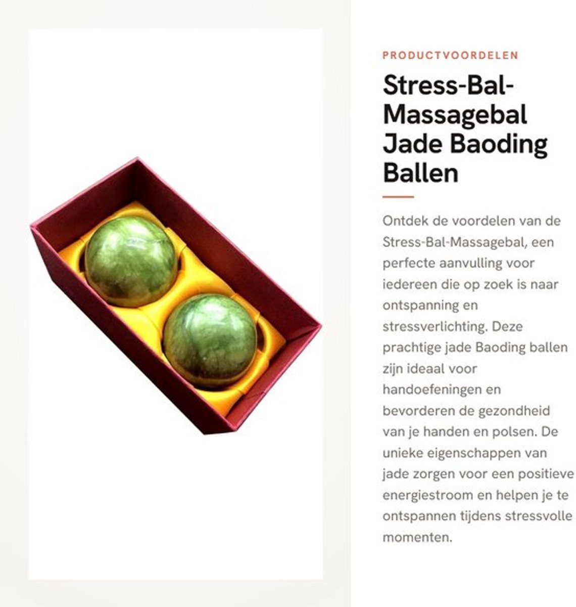 Dailygoods- Massagebal Stressverlichting - Jade Bal - Handoefening