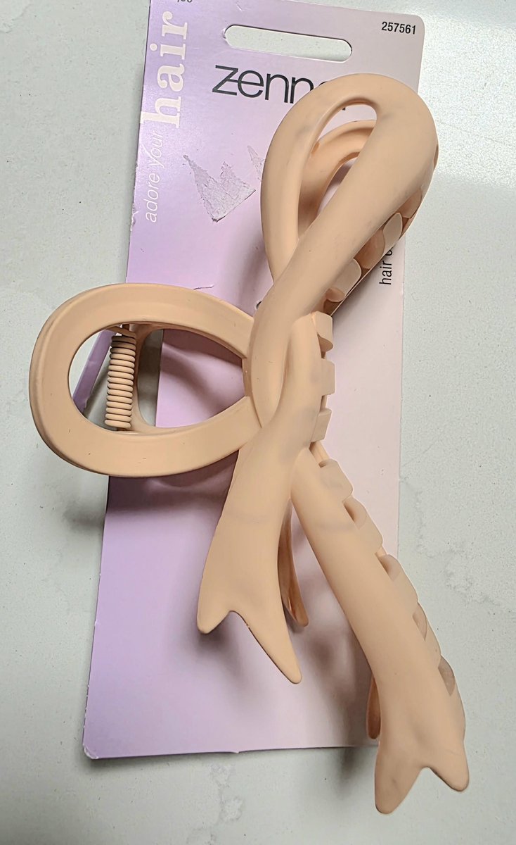 Zenner haarklem groot - strik - strikvorm - roze - large haarspeld - getand - 13 x 8 cm