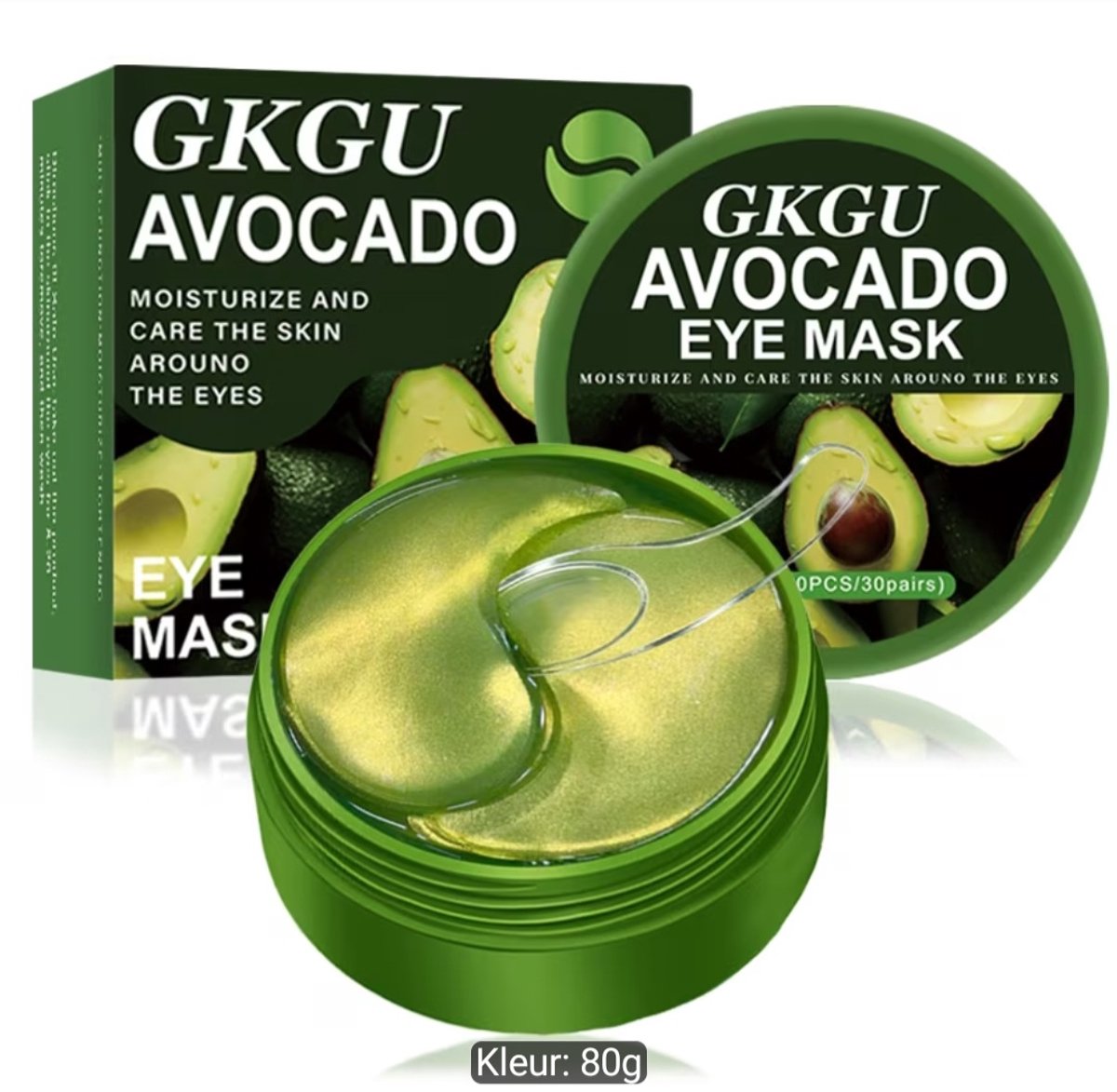 GKGU Avocado Eye Mask - Hydrogel Oogpatches - 30 paar / 60 stuks - 80 g - Hydraterend en Verfrissend