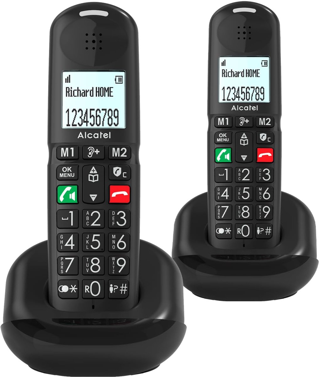 Draadloze Vaste Telefoon Duo – Grote Toetsen – Geluidsversterking – Oproepblokkering – Handsfree – Zwart