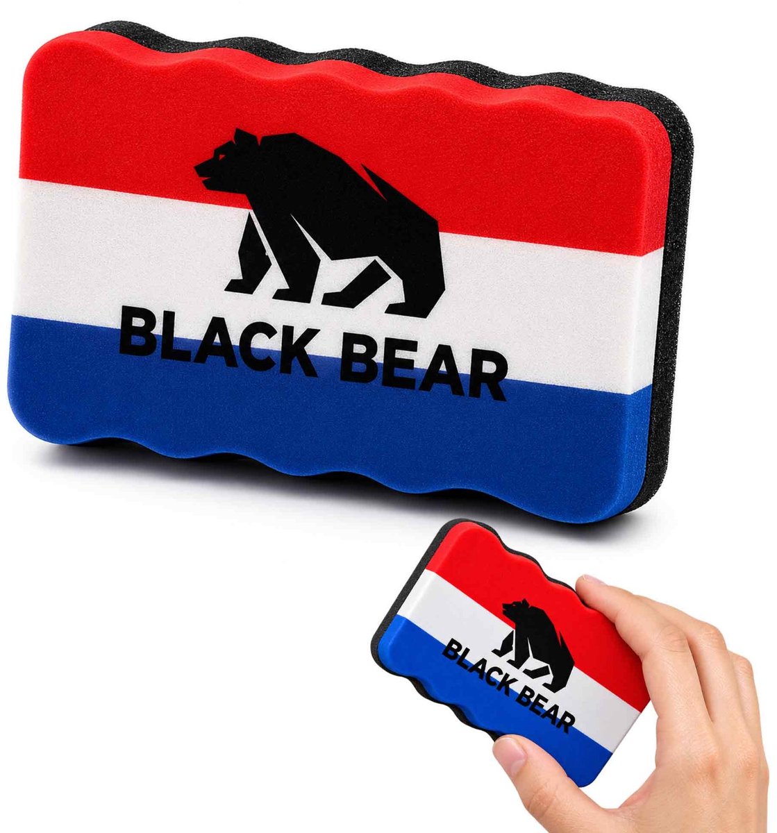 Black Bear Whiteboard Wisser Magnetisch – Whiteboardwisser – Magnetische Bordwisser – Whiteboard Gum – 11 x 5,5 cm – Rood Wit Blauw