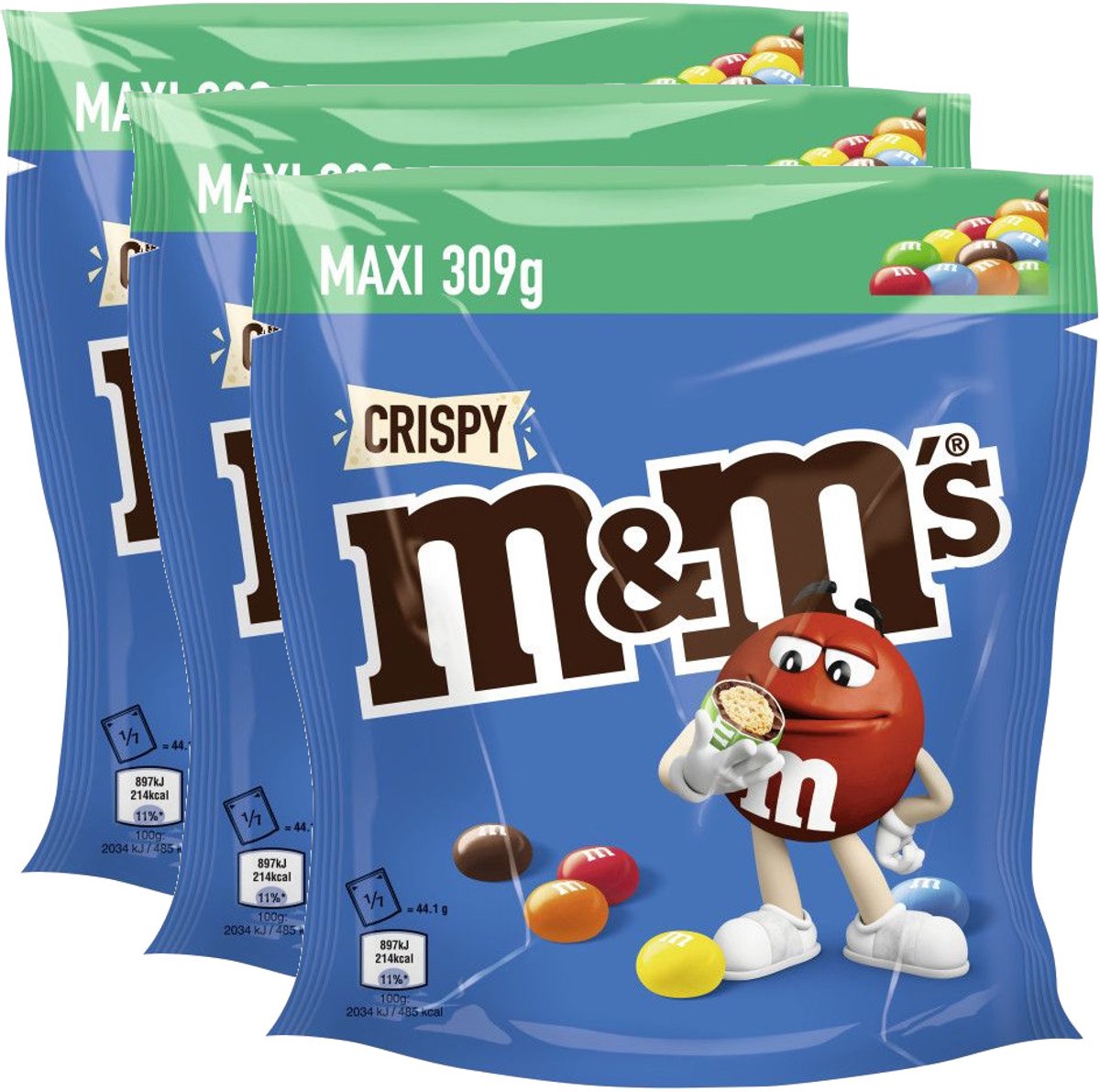 M&M Crispy Maxi - Multipack - Melk Chocolade Snoepjes - 927g (3x309g)