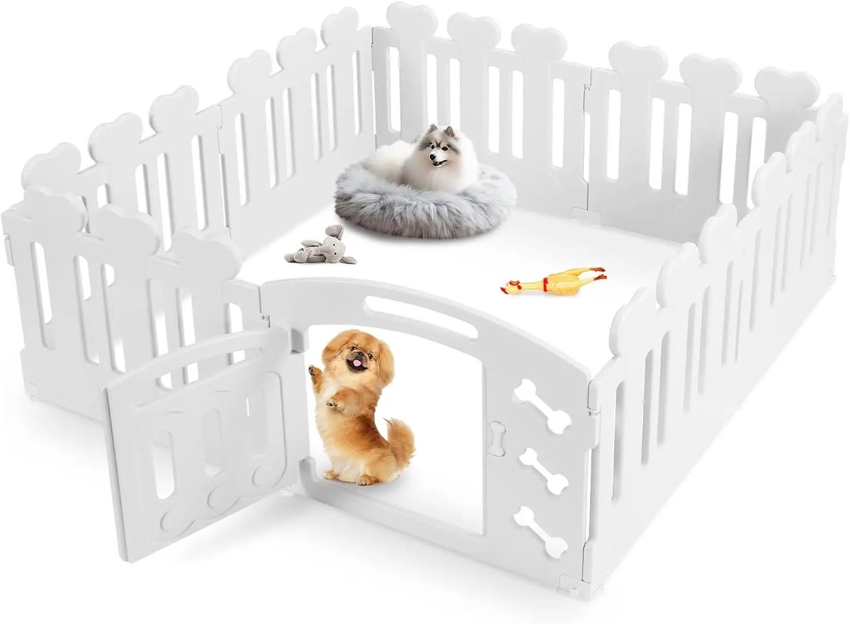Seth Select Hondenren met Deur – Puppyren 60 cm Hoog – Gerecycled Kunststof – Hondenhok - Dierenren - Voor binnen en buiten - Wit