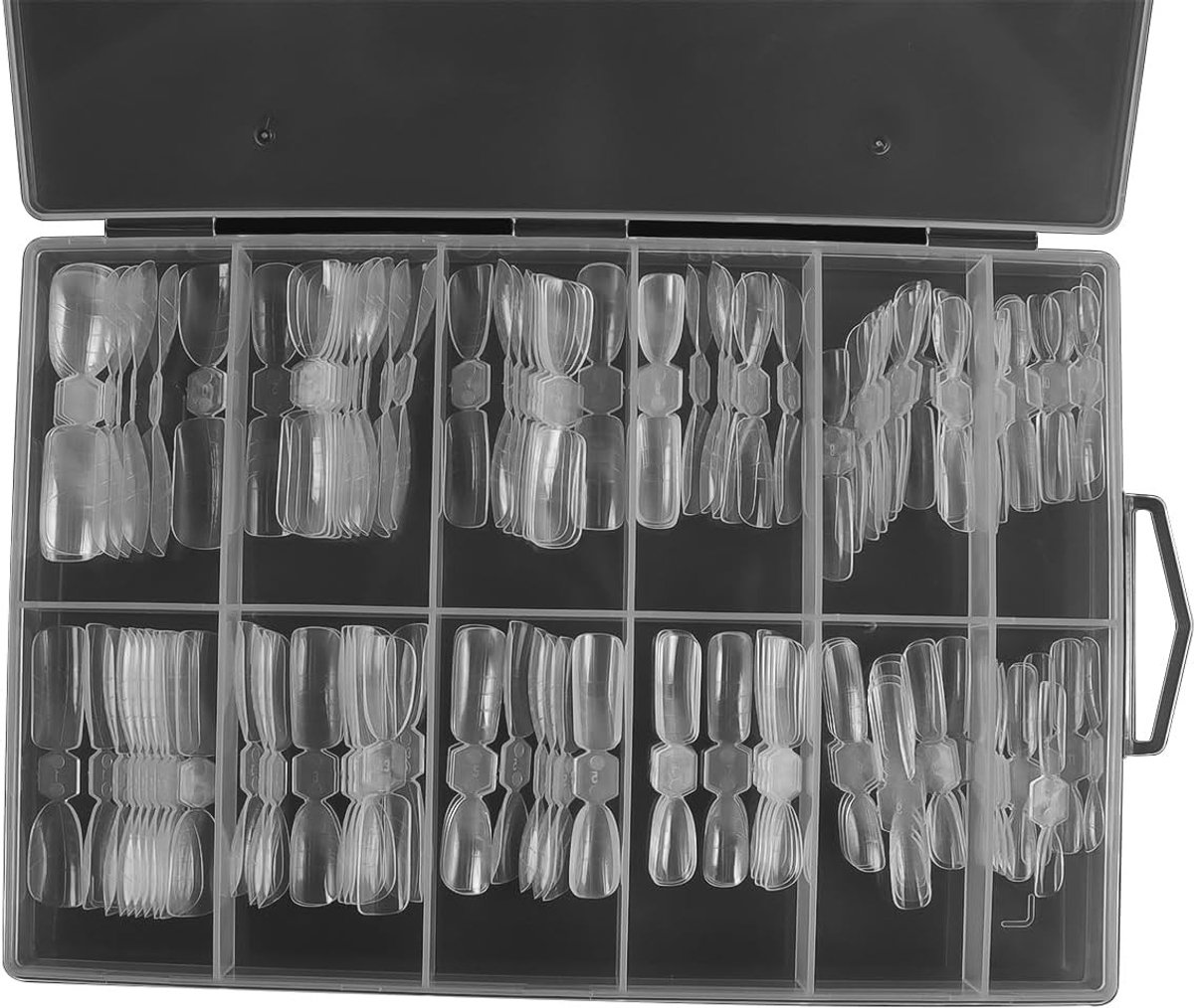 Dubbelzijdige nagelvormen 120 stuks, 2-in-1 plastic nagelmallen met hulplijnen voor gelnagels en acryl toepassingen