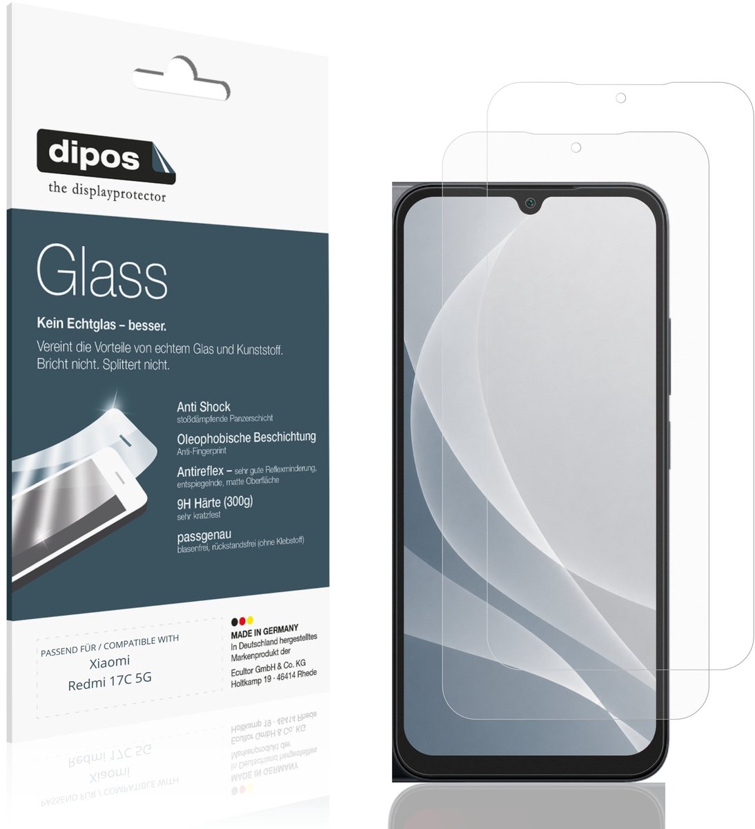 dipos – 2x Matte Pantserfolie geschikt voor Xiaomi Redmi 17C 5G | 9H Screenprotector