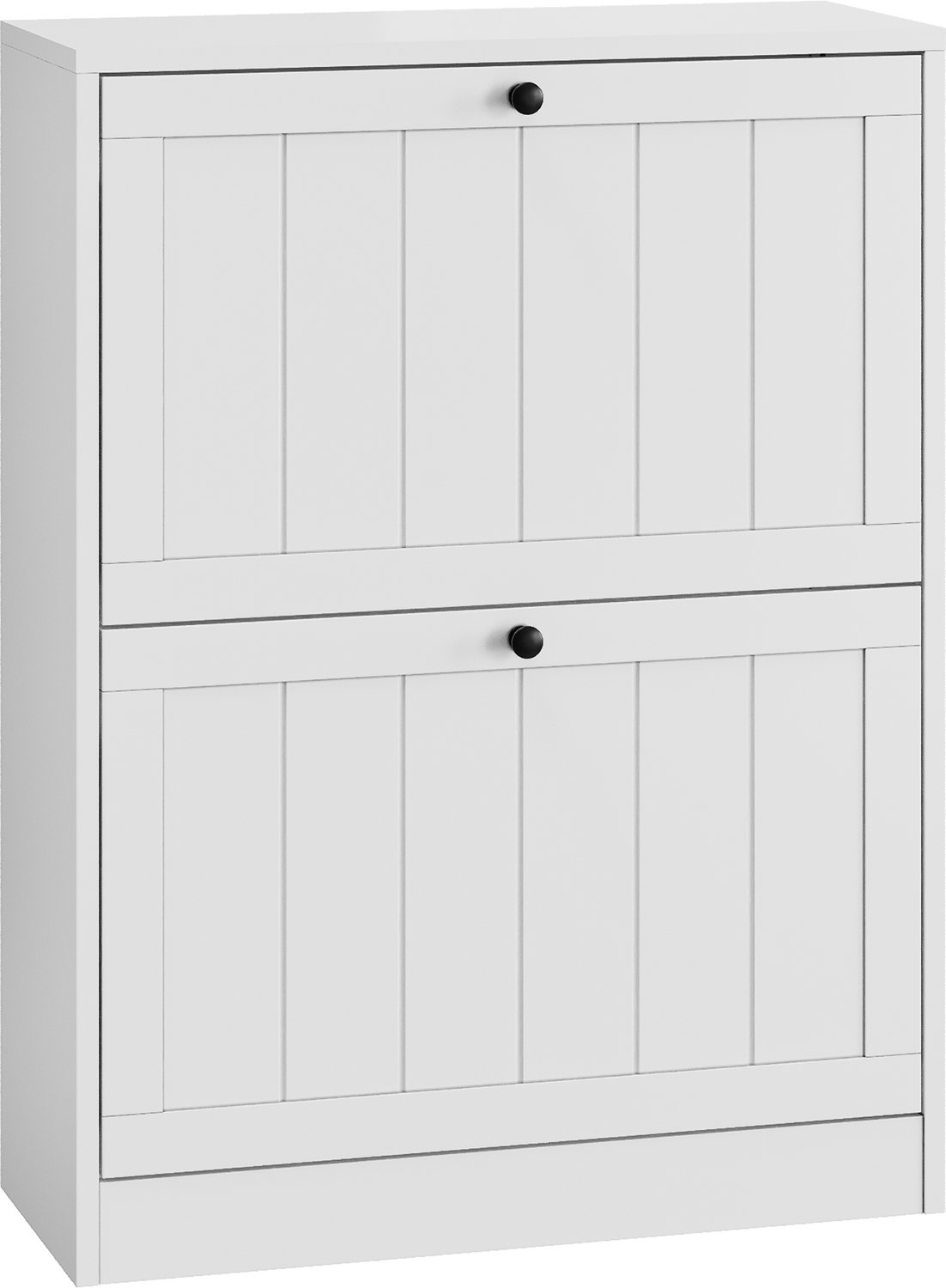 Ropilly Witte schoenenkast - 60 cm breed - staande schoenenkast met twee klepdeuren en verstelbare vakken - MDF en spaanplaat - voor hal en entree