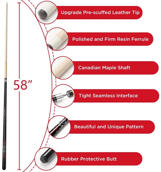 Biljartkeu - 147 cm - 18-21 oz - Esdoornhout — afbeelding 3