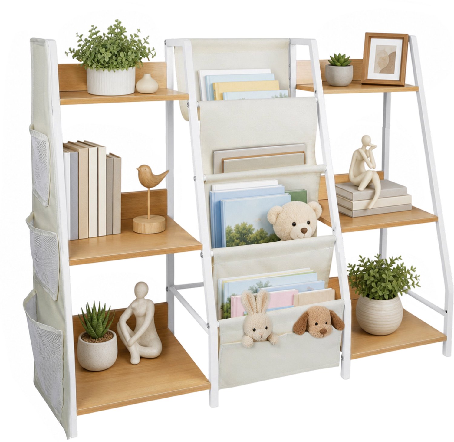 PIPIPOXER Boekenkast Kind - Kinderboekenkast - 97 × 30 × 76 cm - Boekenrek Kind Staand - Houtkleur