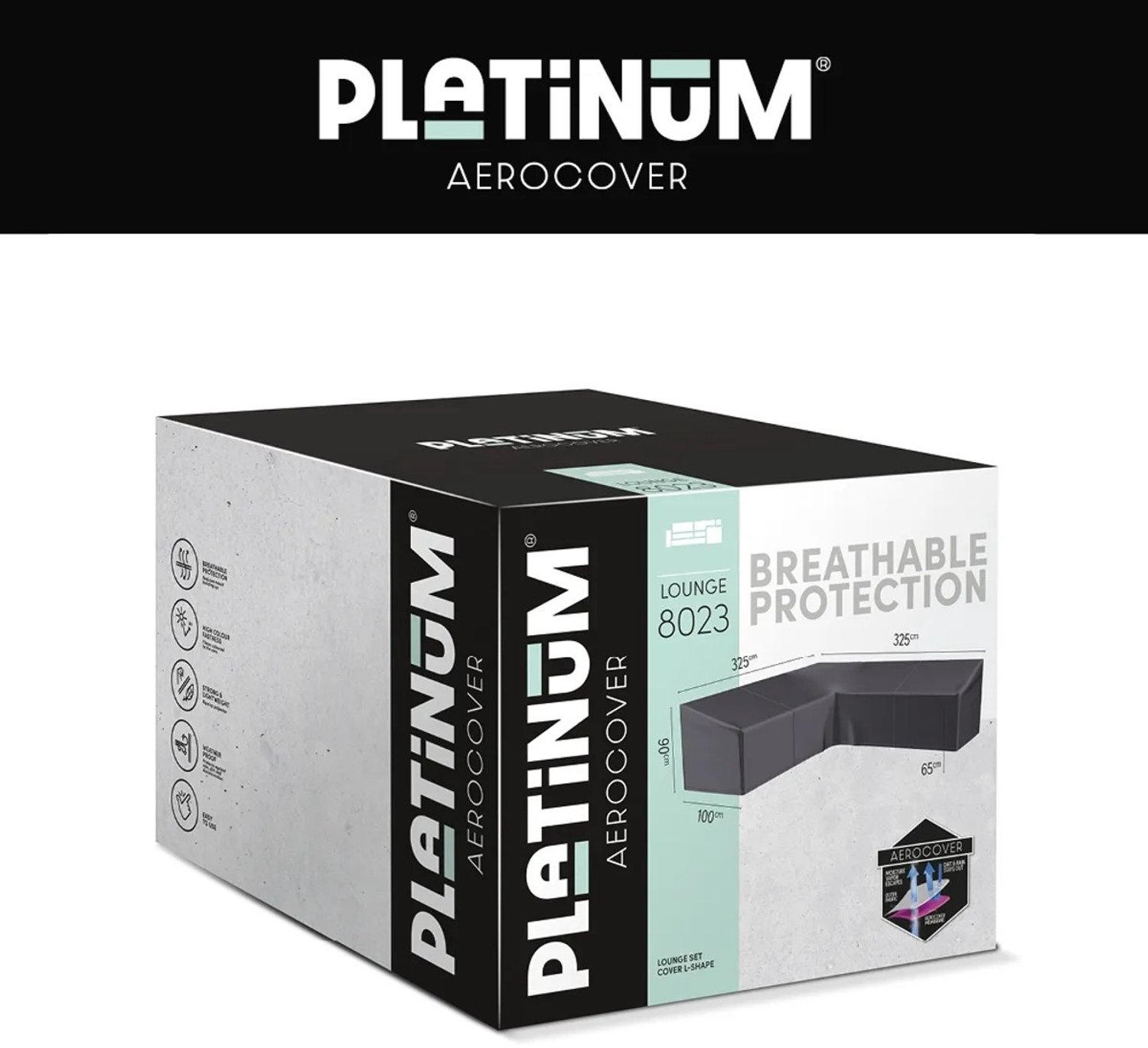 Platinum AeroCover Loungehoes L HB 325x325x100xH65/90 Antraciet