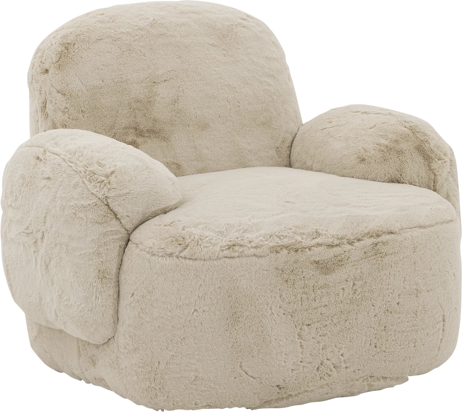Goossens Draaifauteuil Nomi - Stof - Beige - Draaibaar - Met Armleuning stof teddy stof beige