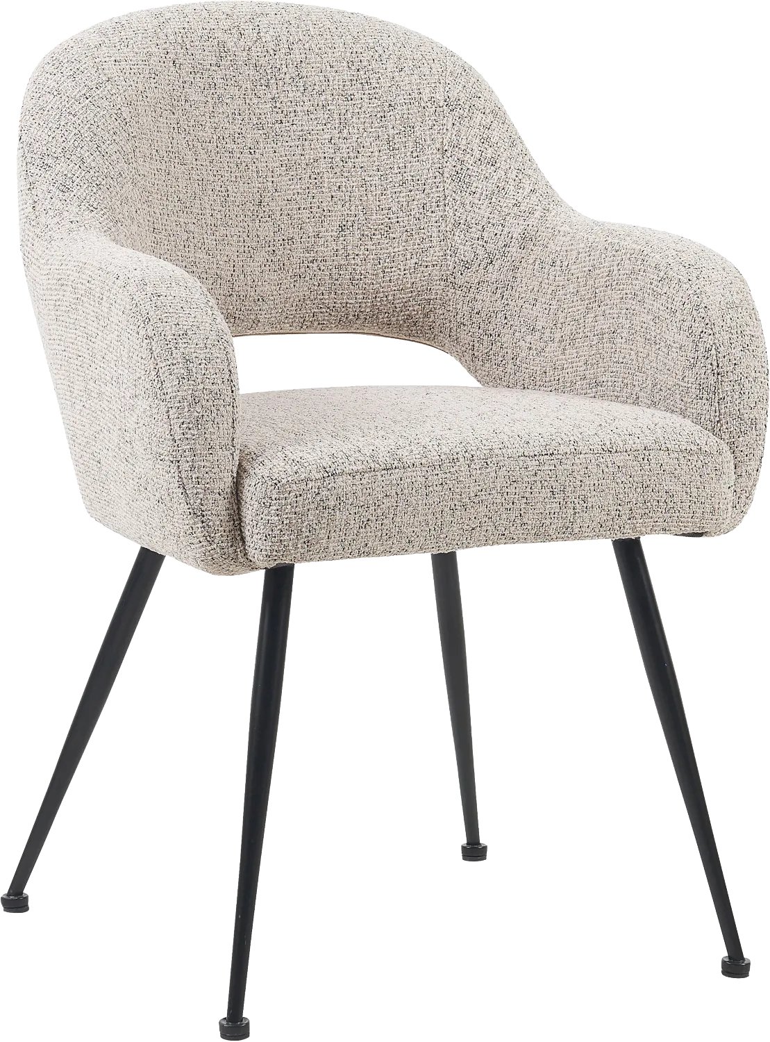 Goossens Eetkamerstoel Briggen - Beige - Stof - Met Armleuning stof gemeleerd grof geweven naturel