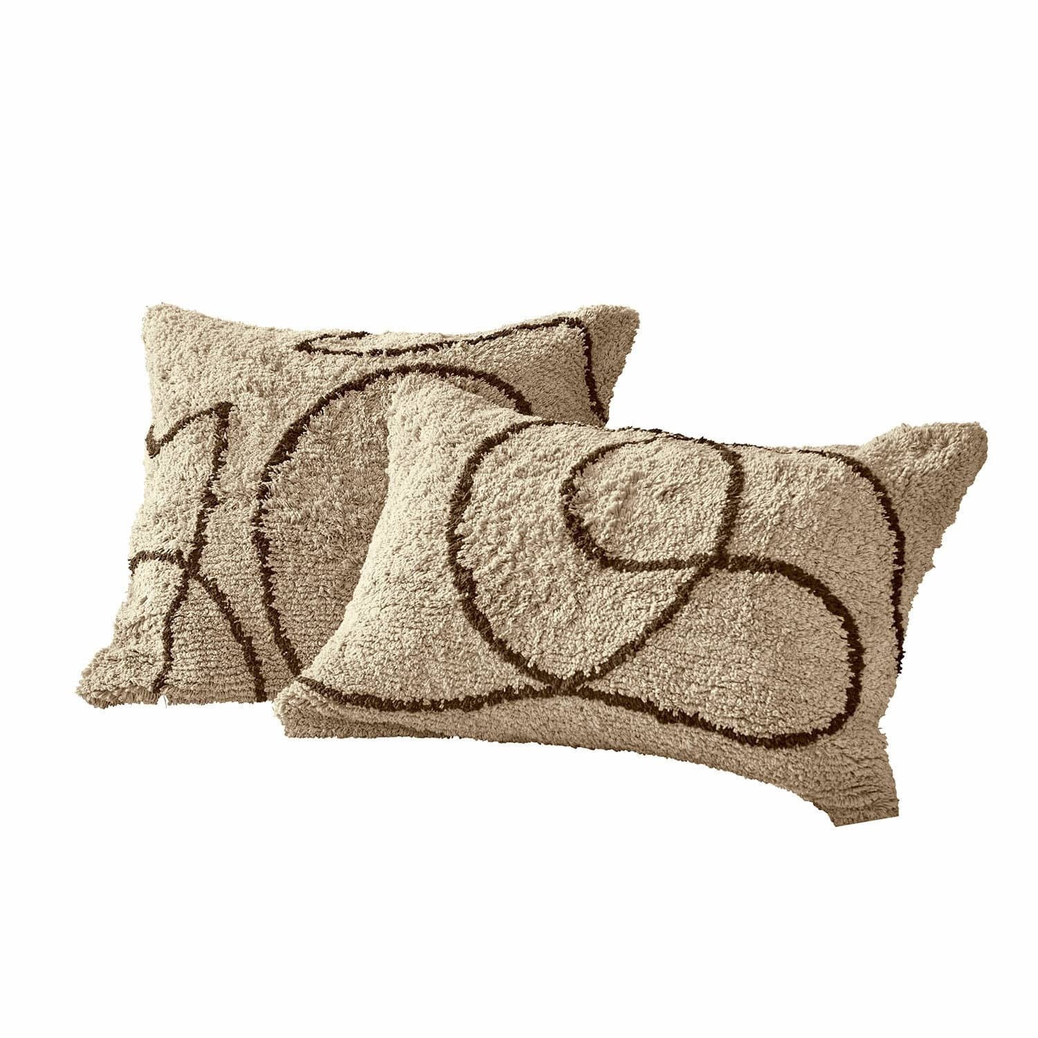 Loberon Kussenhoes set van 2 Lavinois crème/bruin