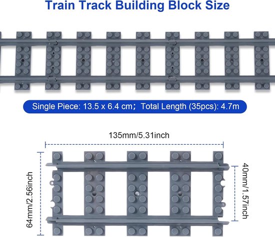 Treinspoorset met rechte en gebogen rails, 35 stuks — afbeelding 2