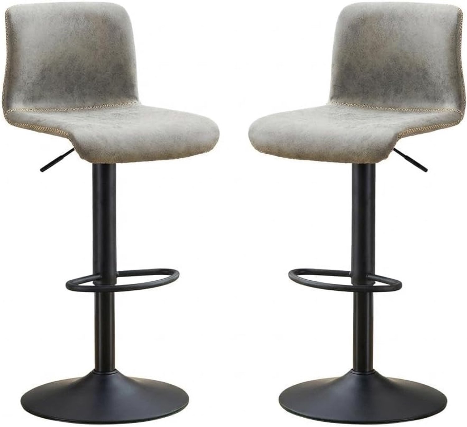 Triumpunpre Barkrukken Set van 2 / Grijze Draaibare Barstoelen - PU Leder met Verstelbare Hoogte (61,5-82,5 cm), Voetsteun & Ergonomische Rugleuning - Voor Keuken, Bar & Eetkamer Grijs