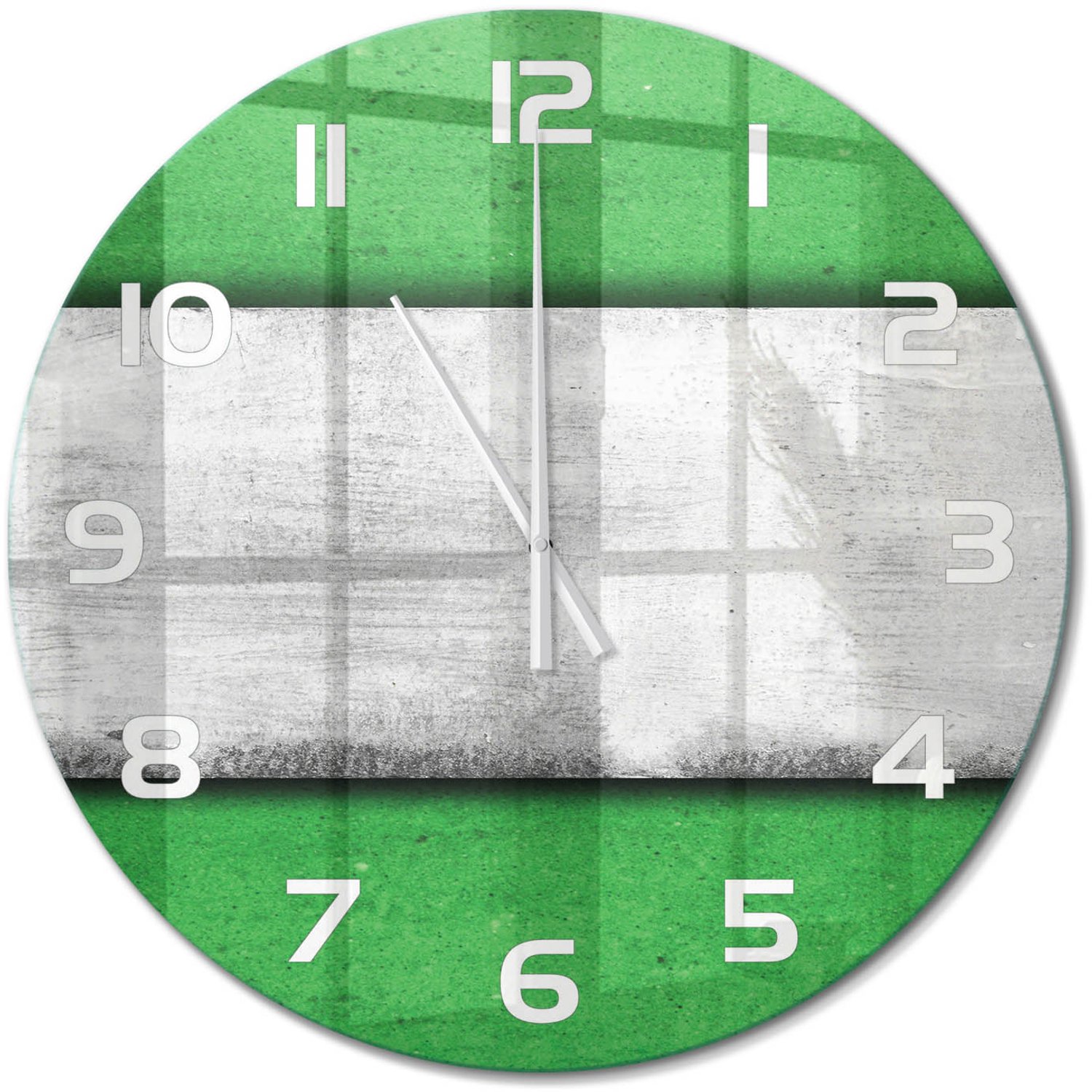 TULUP Wandklok - Groene muur Glazen Wandklok Design - fi60 cm - Groente Klok Glas Met Opdruk - Witte handen - Ronde Klok - Wandklok Glas Met Motief - Decoratieve Glazen Klok