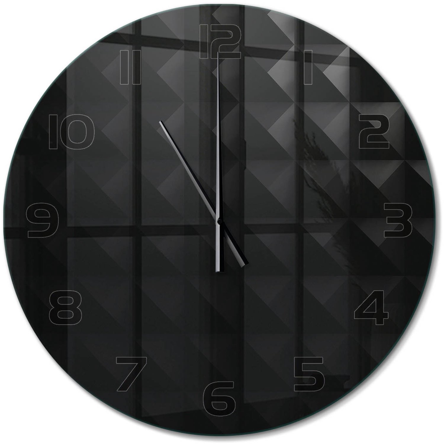 TULUP Wandklok - Abstracte achtergrond Wandklok Glas Decoratie - fi60 cm - Zwart Gekleurde Glazen Klok - Zwarte handen - Ronde Klok - Klok Glas Met Opdruk - Moderne Wandklok Glas