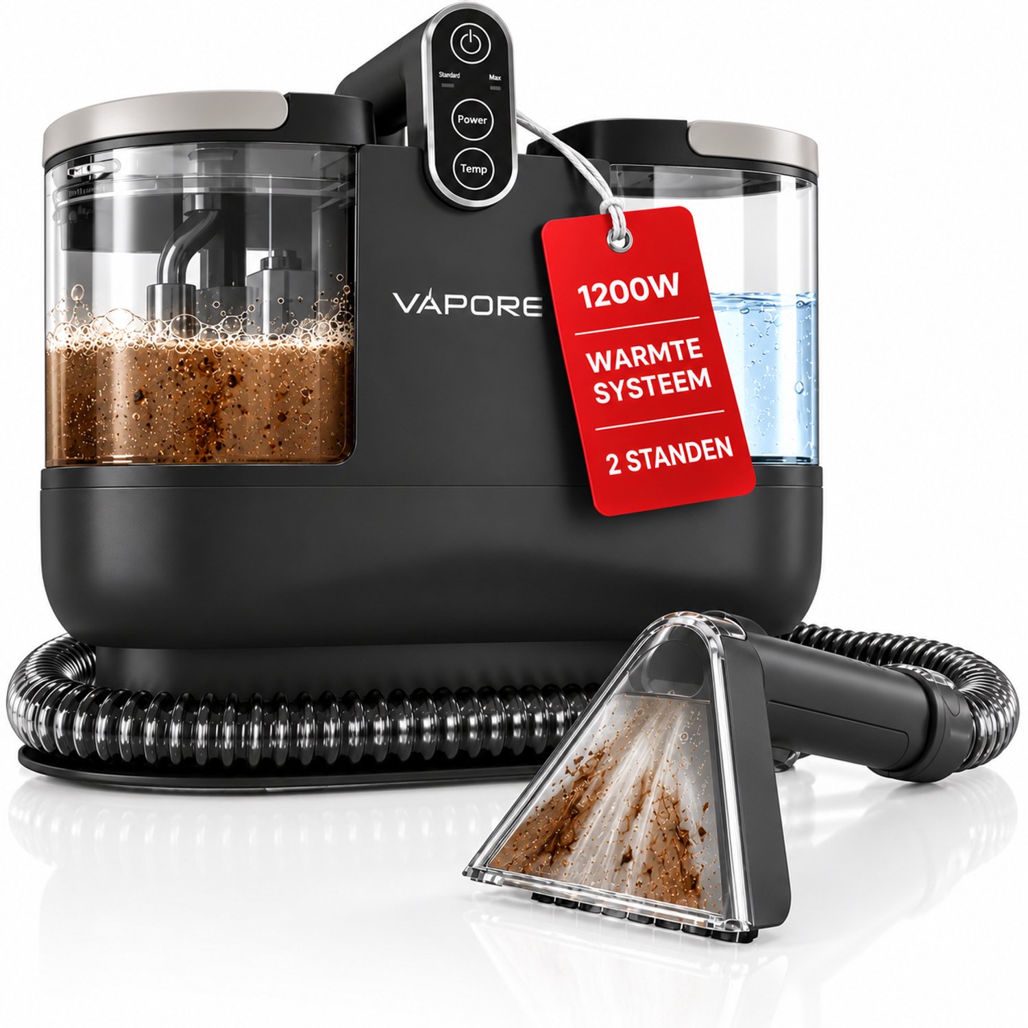 Bol.com Vapore Tapijtreiniger & Vlekkenreiniger – Zetel- & Meubelreiniger met Verwarming, 13.000 Pa & 98% Wateropname – Voor Ban... aanbieding