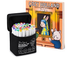 Cozy Holland | Flora Young | Inclusief 48 Bijpassende Stiften | Cozy Coloring Book Volwassenen | Cozy Kleurboek voor Volwassenen | Kleurboek voor Volwassen