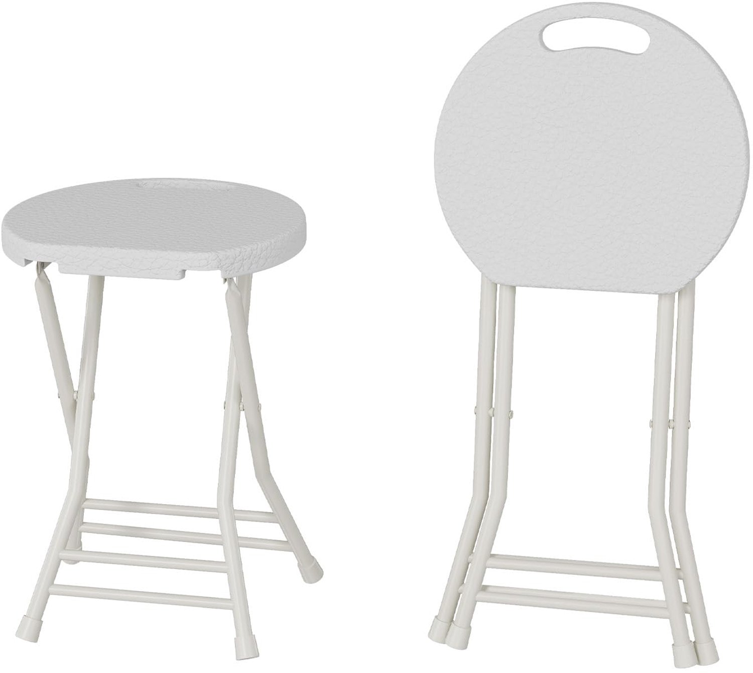Triumpunpre Opvouwbaar Krukje / Inklapbare Kruk 46 cm - Met Handgreep & Antislipvoetjes - Extreem Sterk (Max. 272 kg) - Zonder Montage - Wit - Voor Keuken, Buiten, Camping & Extra Zitplaats