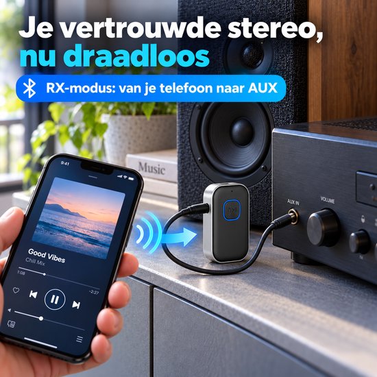 2 in 1 Bluetooth Receiver & Transmitter - BT 5.0 - 3.5MM AUX - Bluetooth Ontvanger - Handsfree Bellen - Bluetooth Audio Receiver - Bluetooth via AUX van Baseus — afbeelding 3