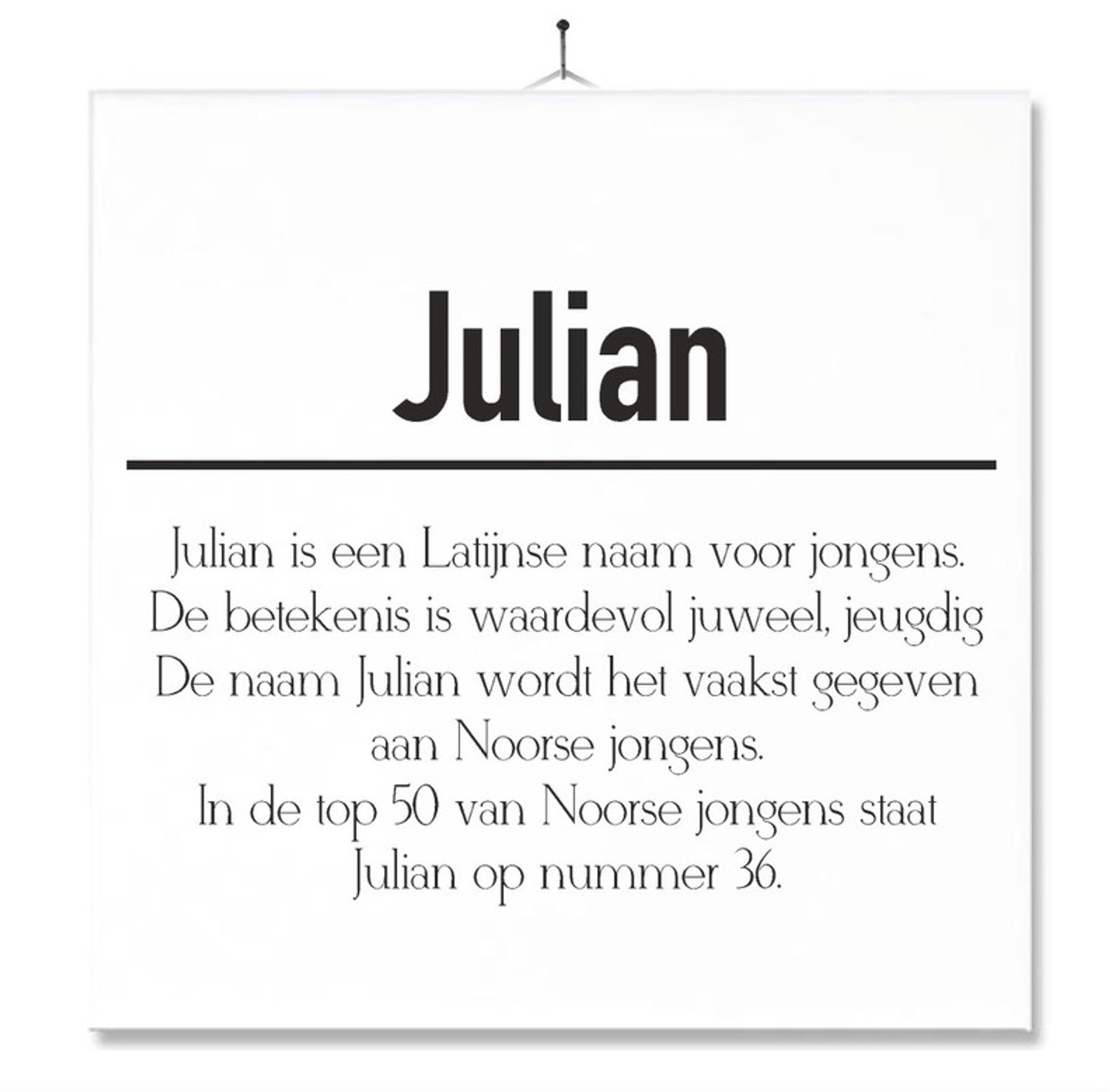 MC Living Tegel Met Opdruk | Betekenis | Kado | Cadeau | Met Naam - Julian Multi-Color