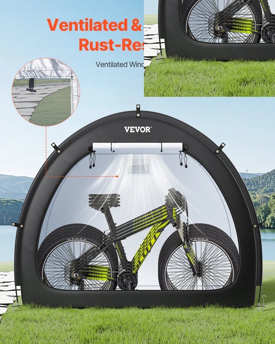 SYMORE Fietsopbergtent voor 4 tot 5 fietsen – waterdichte fietstent, fietsenstalling en fietsenschuur – opvouwbaar – voor buiten — afbeelding 4